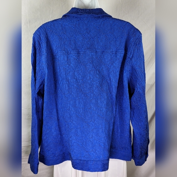 SCOTT TAYLOR Blue Brocade Jean Cut Jacket - Size 1X - Picture 2 of 4